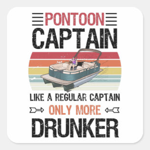 Adesivo Quadrado Engraçado Pontoon Capitão Pontooning Gift