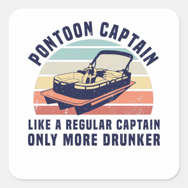 Adesivo Quadrado Engraçado pontoon Gift Pontoon Capitão (Frente)