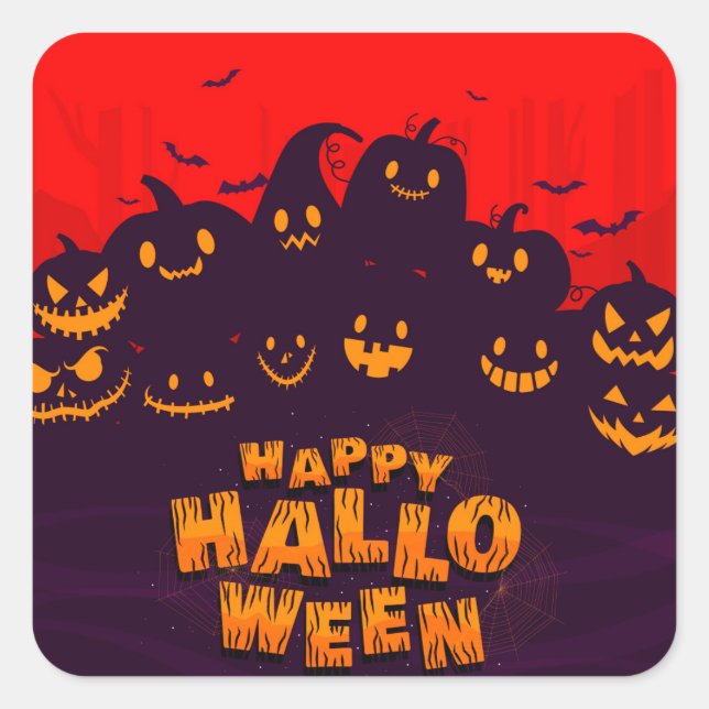 Adesivo Quadrado Engraçado Pumphins Morre Vermelhos Volta Feliz Dia (Frente)