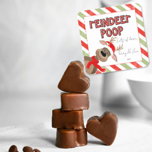 Adesivo Quadrado Engraçado Reindeer Poop Natal Favor Holiday Bag