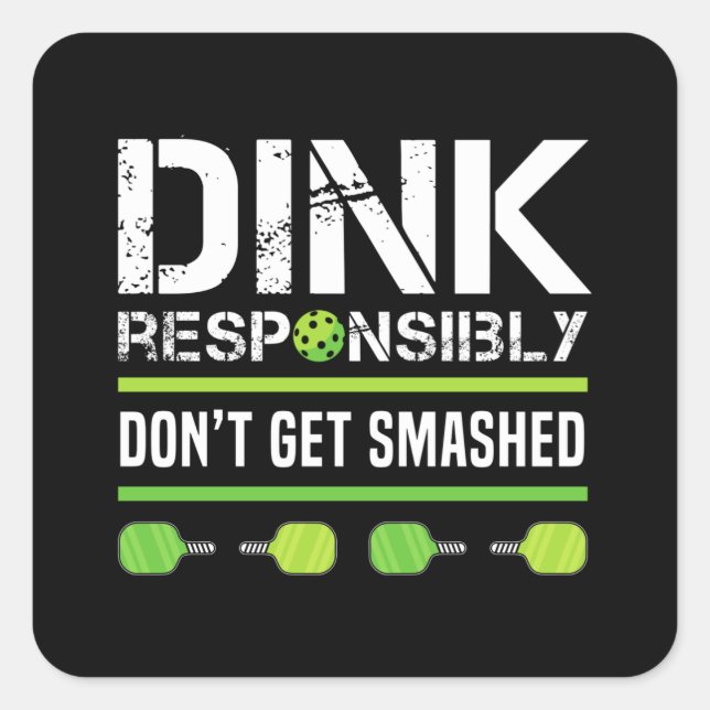 Adesivo Quadrado Engraçado Retirada Pickleball Dink (Frente)