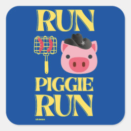 adesivo quadrado engraçado "RUN PIGGIE"