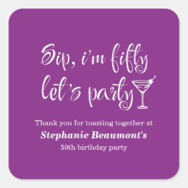 Adesivo Quadrado Engraçado Sip Moderno. Sou 50 anos de mulher.