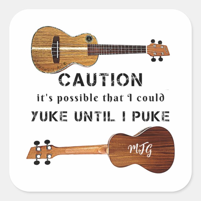 Adesivo Quadrado Engraçado Ukulele Musical Humor (Frente)