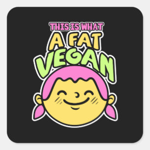 Adesivo Quadrado Engraçado Vegan Design Vegetariano