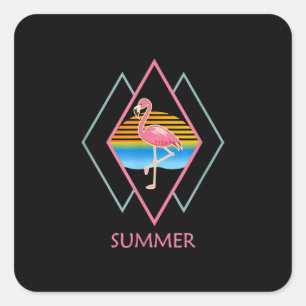 Adesivo Quadrado Engraçado Verão Flamingo  Flamingo Lover