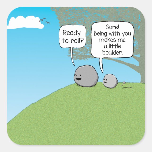 Adesivo Quadrado Engraçado Você Agita Pequeno Pedaço (Frente)