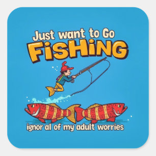 Adesivo Quadrado Enguia em relaxamento: Fuga Adulta com Pesca