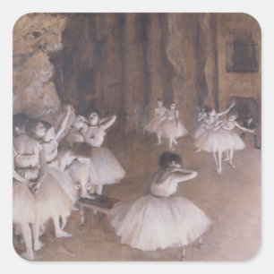 Adesivo Quadrado Ensaio no palco, 1874 do balé de Edgar Degas  