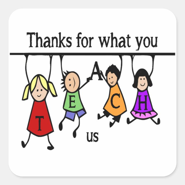 Adesivo Quadrado Ensino Ortográfico para crianças bonitas para prof (Frente)