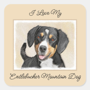 Adesivo Quadrado Entlebucher Mountain Dog Pintura Original