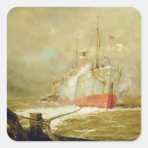 Adesivo Quadrado Entrando um navio de carga