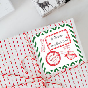 Adesivo Quadrado Entrega de Correio do Polo Norte no Natal de Papai