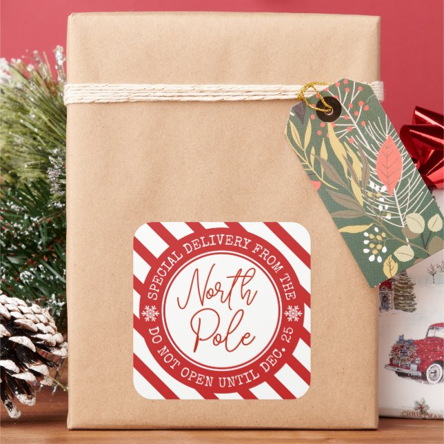 Adesivo Quadrado Entrega Especial De Papais noeis No Polo Norte (Feriado)