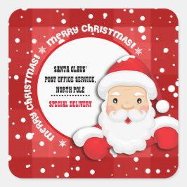 Adesivo Quadrado Entrega Especial do Vinheta de Natal do Polo Norte