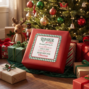 Adesivo Quadrado Entrega expressa do Papai Noel Verde Natal Xadrez