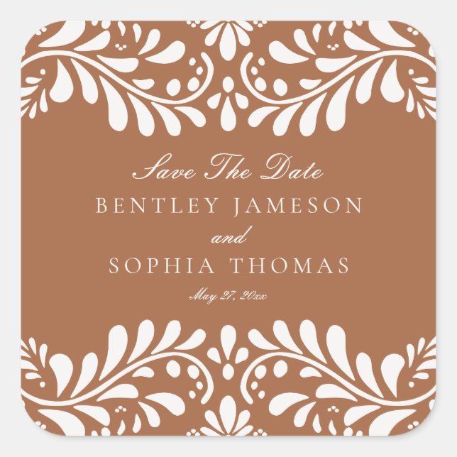 Adesivo Quadrado Envelope de Casamento Clay Talavera - Azulejo Espa (Frente)