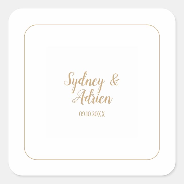Adesivo Quadrado Envelope de Casamento de Quadros Simples|Dourado (Frente)