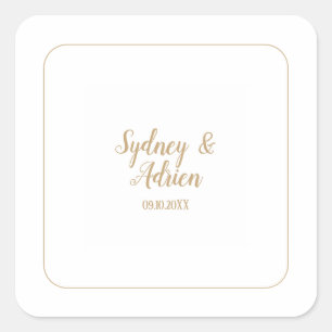 Adesivo Quadrado Envelope de Casamento de Quadros Simples Dourado
