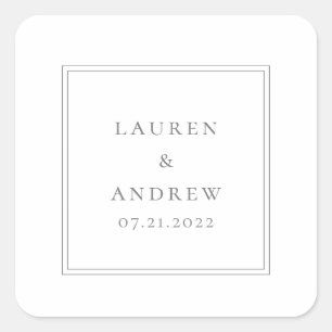 Adesivo Quadrado Envelope de Casamento Fala Cinza Moderna Minimalis
