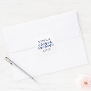 Adesivo Quadrado Envelope de Lembrancinha de Festa de Verão de Reun