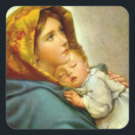 Adesivo Quadrado Envelope de Vidro da Madonna e Jesus<br><div class="desc">Bonito religioso</div>