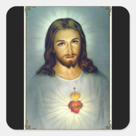 Adesivo Quadrado Envelope do Papel de carta do Coração Sagrado Jesu