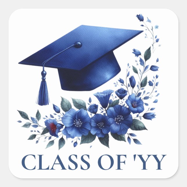 Adesivo Quadrado Envelope Formando Formando azul e Boné das flores (Frente)