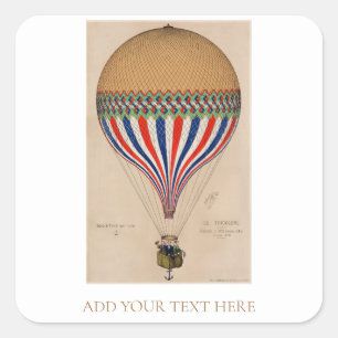 ADESIVO QUADRADO ENVELOPE SEAL : BALÃO DE AR QUENTE FRANCÊS DE VINT