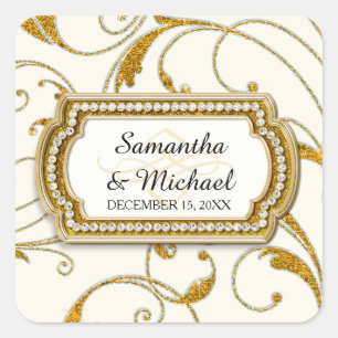 Adesivo Quadrado Envelope Seal Glam Velha Regência Hollywood Black 