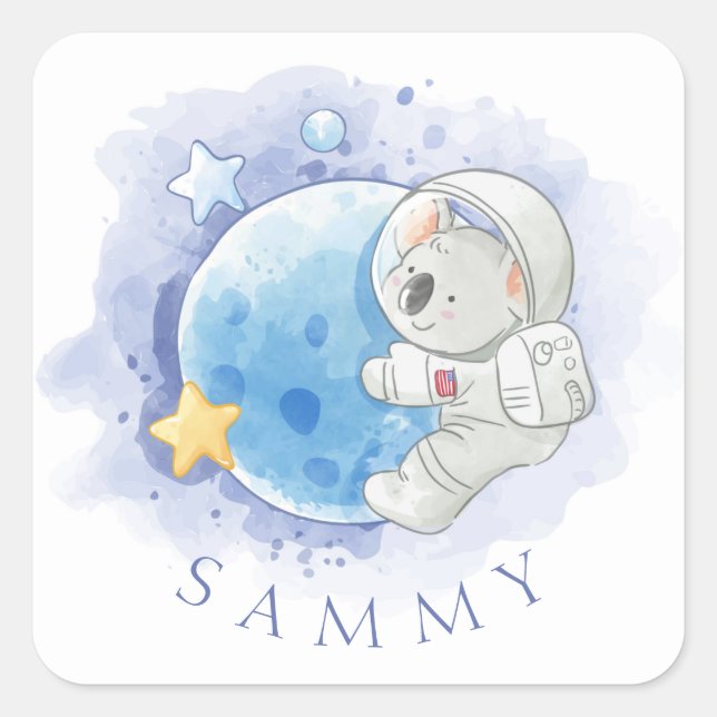 ADESIVO QUADRADO ENVELOPE SEAL STICKER : KOALA NA LUA (Frente)