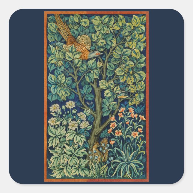 ADESIVO QUADRADO ENVELOPE SEAL STICKER WILLIAM MORRIS "PHEASANT" (Frente)