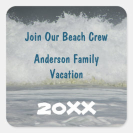 Adesivo Quadrado Envelope Trip para Reunião do Oceano de Férias de 