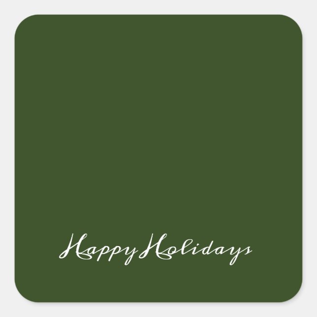 Adesivo Quadrado Envelope Verde de Script Feliz de Natal (Frente)