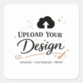 Adesivo Quadrado Envie Seu Logotipo de Design Personalizado