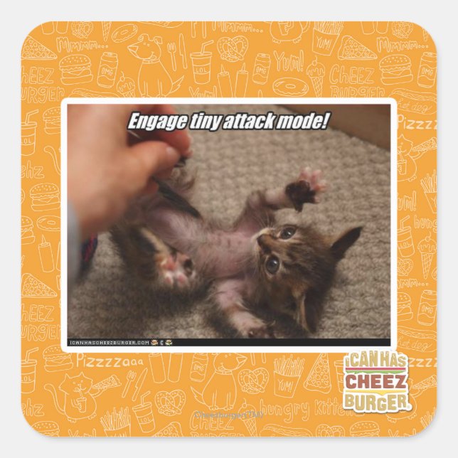 Adesivo Quadrado Envolva o modo de ataque minúsculo! (Frente)