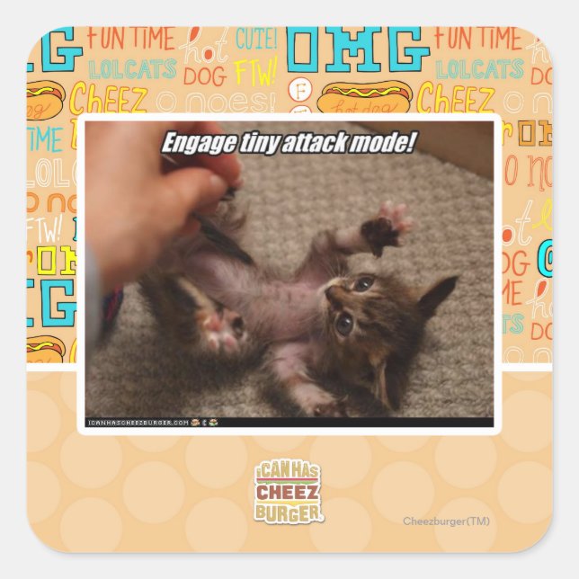 Adesivo Quadrado Envolva o modo de ataque minúsculo! (Frente)