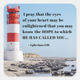 Adesivo Quadrado Ephesianos 1:18 Eu rezo para que você conheça a ES