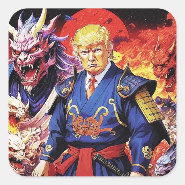 Adesivo Quadrado Epic Trump Samurai Anime (Frente)