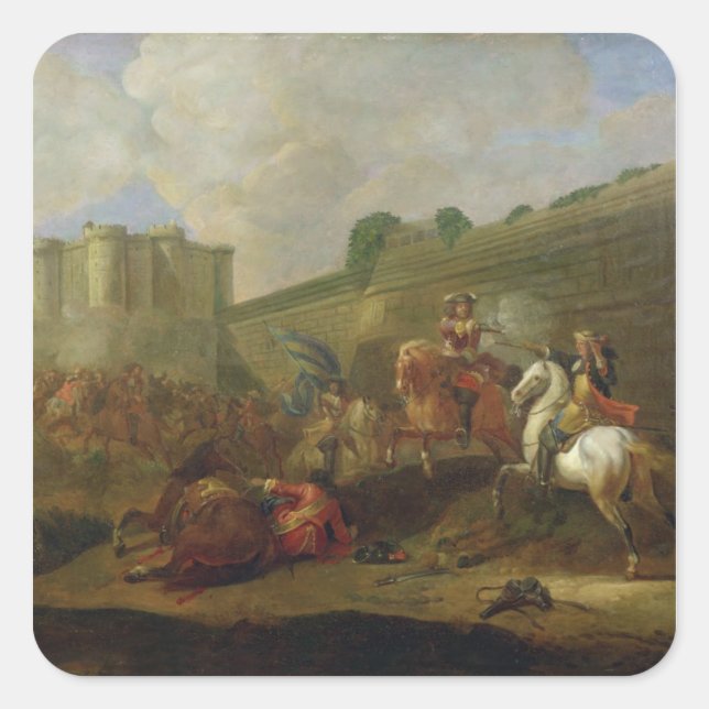 Adesivo Quadrado Episódio de Fronde no Santo de Faubourg-Antoine (Frente)