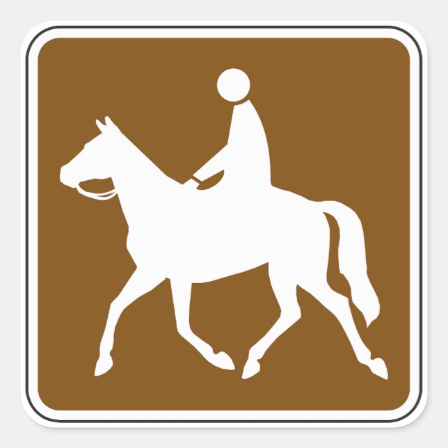 Adesivo Quadrado Equestrian Trail Riding Horse Silhouette Icon (Frente)