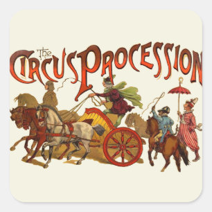 Adesivo Quadrado Equídeos de Palhaços Antigos do Circo