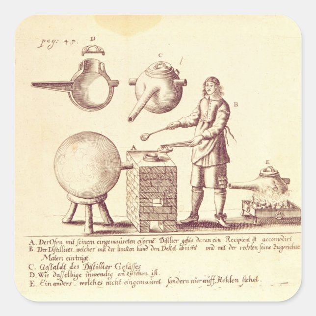 Adesivo Quadrado Equipamento de destilação (Frente)