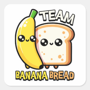 Adesivo Quadrado Equipe Banana Bread! Pun Pão De Banana Cujo Pão