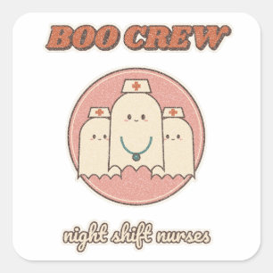 Adesivo Quadrado Equipe Boo Enfermeira Fantasmas