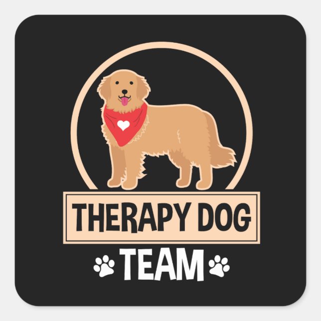 Adesivo Quadrado Equipe de Cães Terapêutica (Frente)
