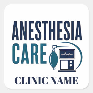 Adesivo Quadrado Equipe de Cuidados Médicos em Anestesia Design