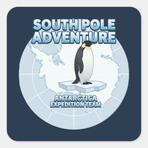 Adesivo Quadrado Equipe de Expedição à Antártida Aventura no Polo S