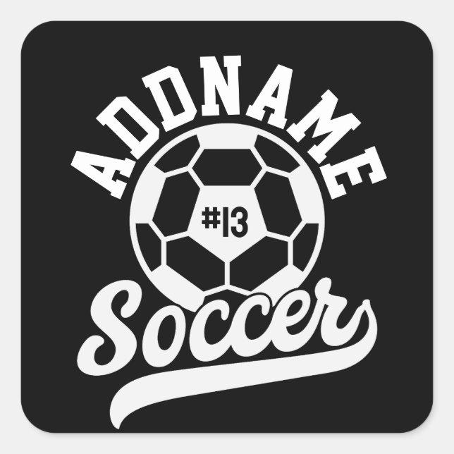 Adesivo Quadrado Equipe de futebol Personalizada do ADD NAME do jog (Frente)