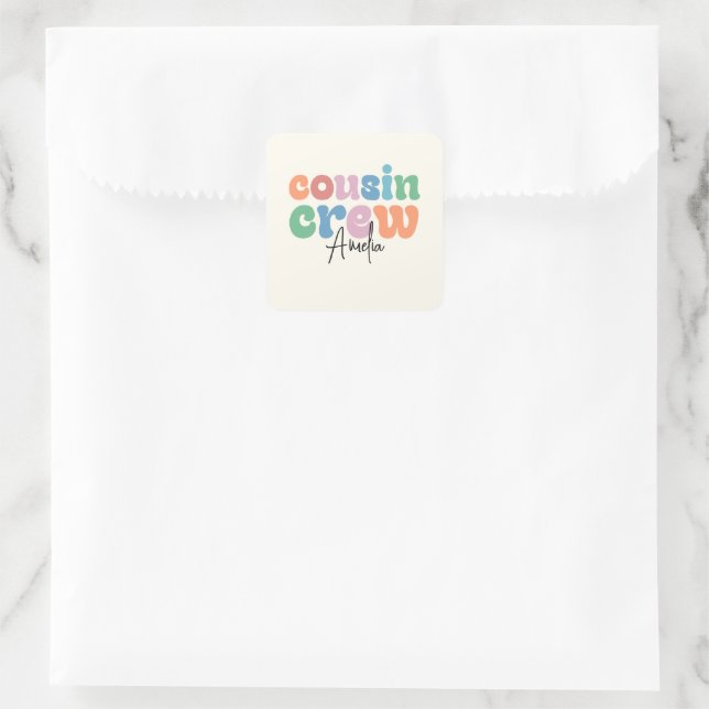 Adesivo Quadrado Equipe de Primos Groovy Personalizada (Bolsa)